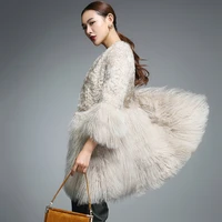real fur coat for women natural lamb fur with mongolia sheep fur coats rf0093b