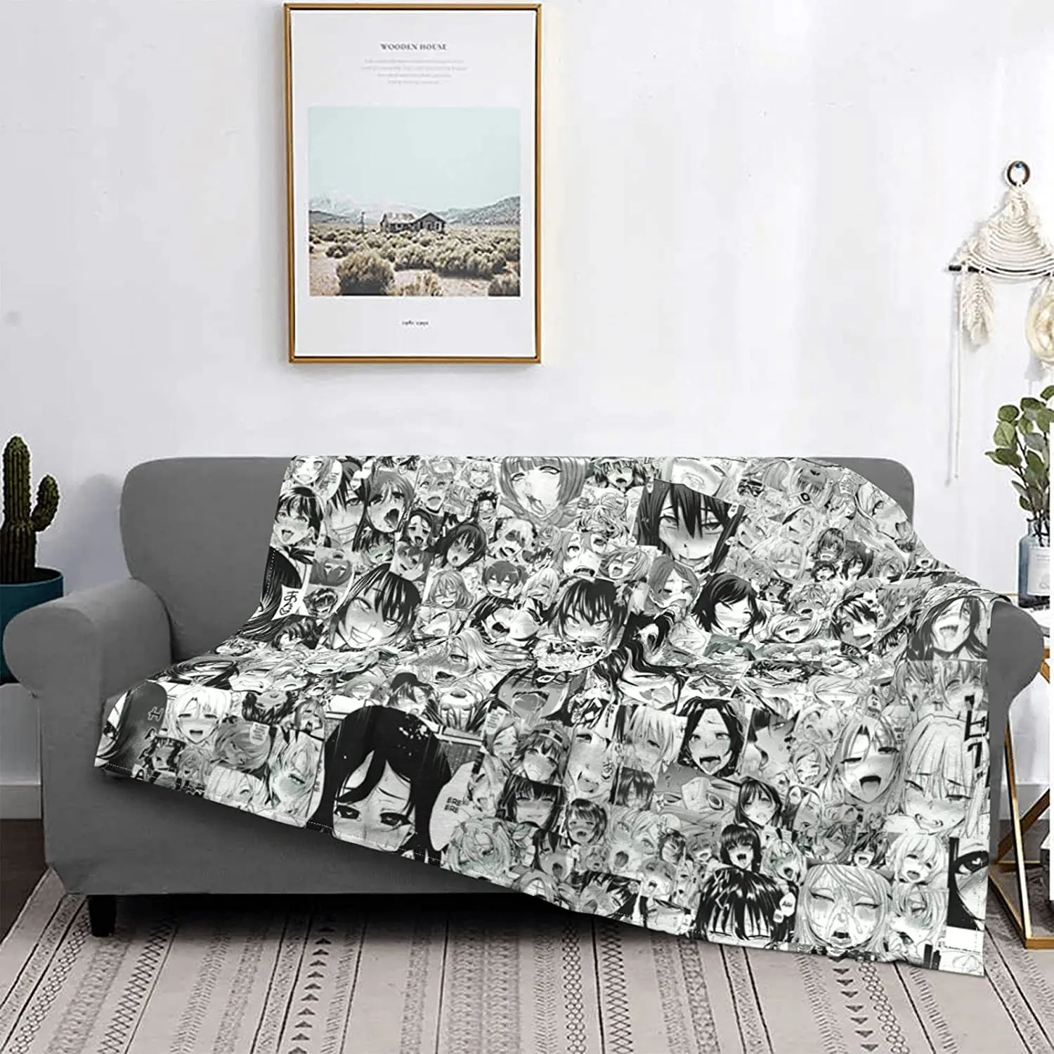 

Ahegao Anime Throw Blanket Flannel Blanket Couch Blanket 3D Printing Soft Warm Lightweight Durable Cartoon Comfortable