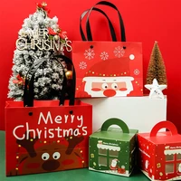 5pcs christmas pastry cake box chocolate gift bag handmade cookie candy packing cardboard boxes bakery packaging