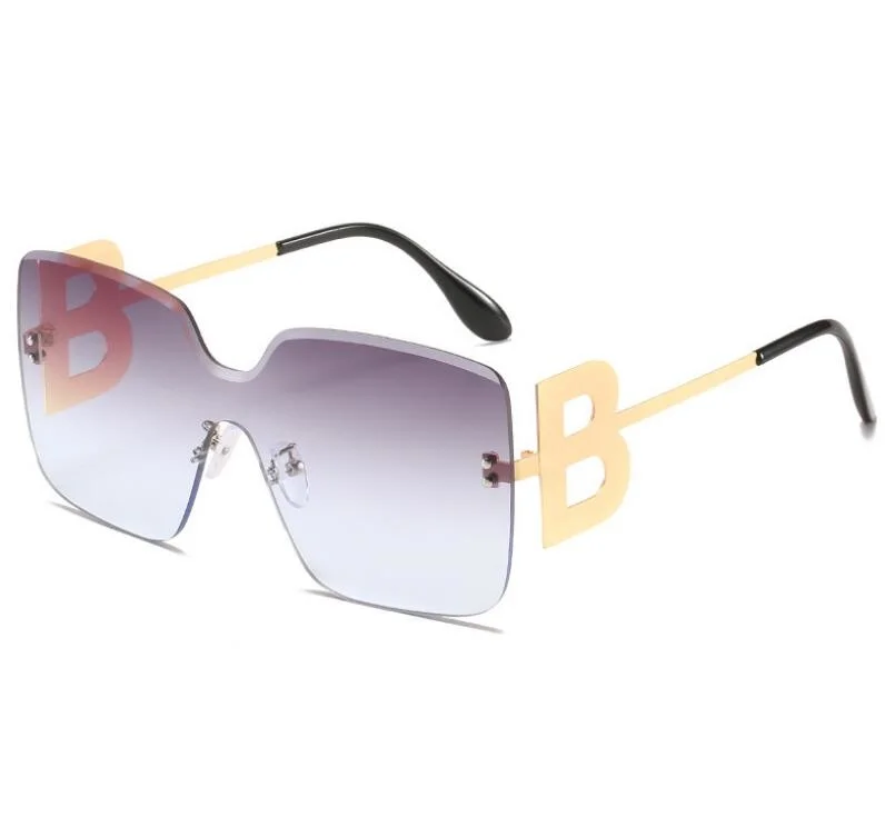 

2021 New Fashion Oversized Gradient Sunglasses Women Luxury Brand Rimless Square Metal Female Men Sun Glasses A01