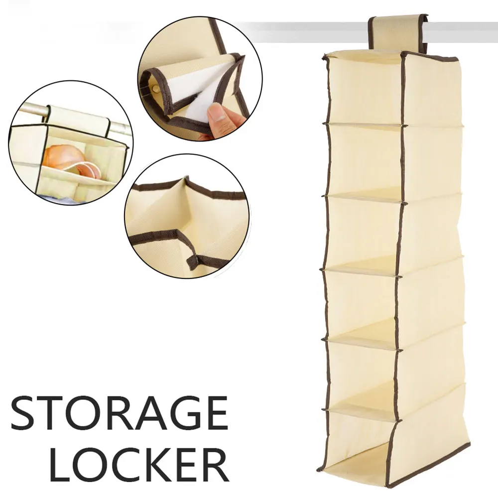 

6 Layers Hanging Storage Bag Drawer Type Shelves Non Woven Organizer Wardrobe Shoes Garment Clothes Organiser Storage Bags