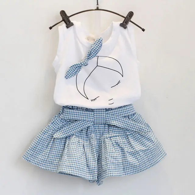 

2019 Brand New Summer Baby Girls Clothing Set Fashion Cotton Print Short Sleeve T-shirt and Shorts Children's Clothes Sport Suit