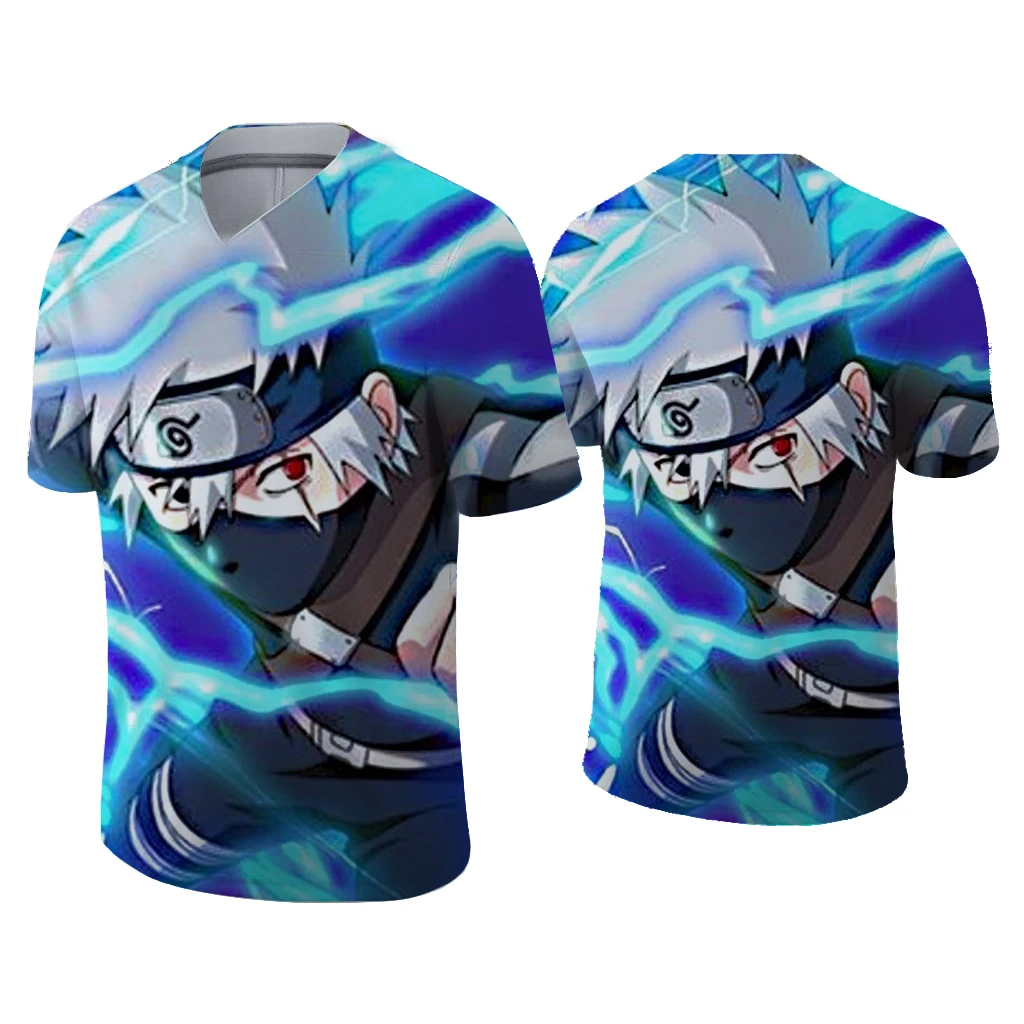 

2021 New anime v-neck t-shirt men women lightning cartoon 3d printed T shirts casual tops Funny oversized t shirt gothic clothes