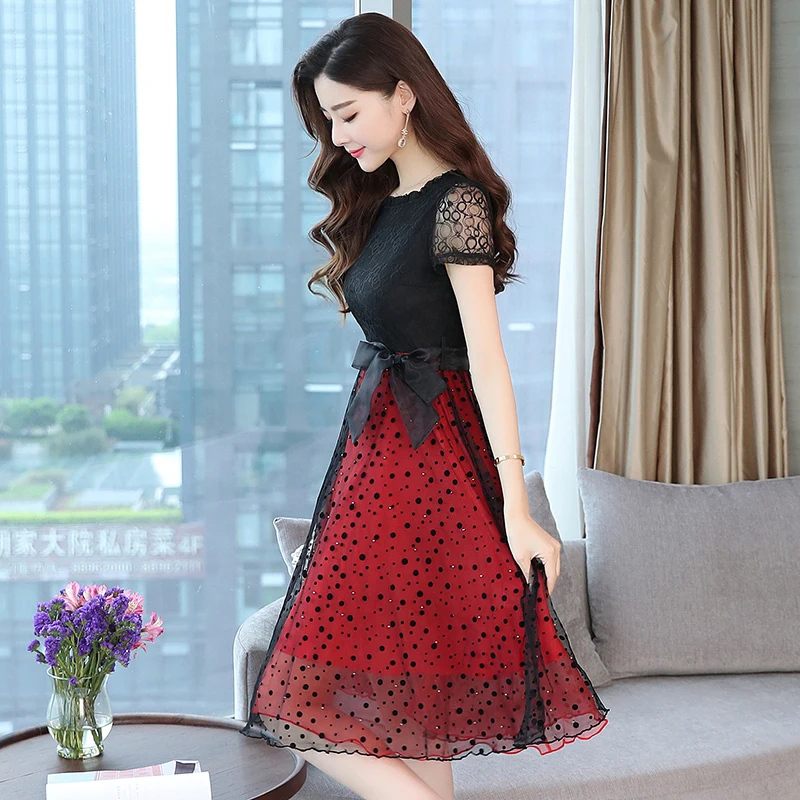 2021 летнее платье для женщин милые комплекты одежды с узором в горошек бантом