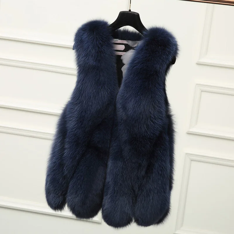 KALENMOS New Arrival Long Faux Fur Vest Fluffy Jacket Plus Size Women Slim Fake Coats High Quality Artificial Gilet 2020 | Женская
