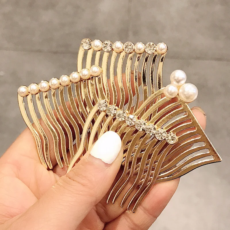 

New FashionBoutique Alloy Pearl Rhinestone Row Fork Hair Comb Barrettes for Women Girl Accessories Headwear
