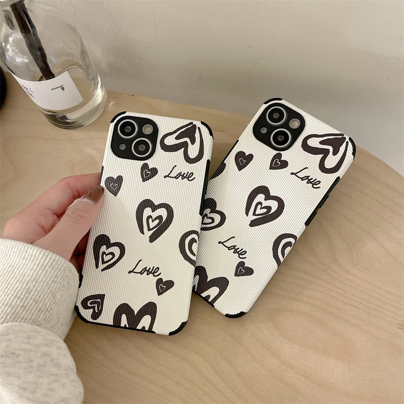 

Cute Line Love Heart Phone Case For Vivo X9 R9S X20 X21 X23 X27 X30 X50 X60Pro S1 S5 S6 S7 S9 S9E S10 Z3 Z3I Z5X Slim Back Cover