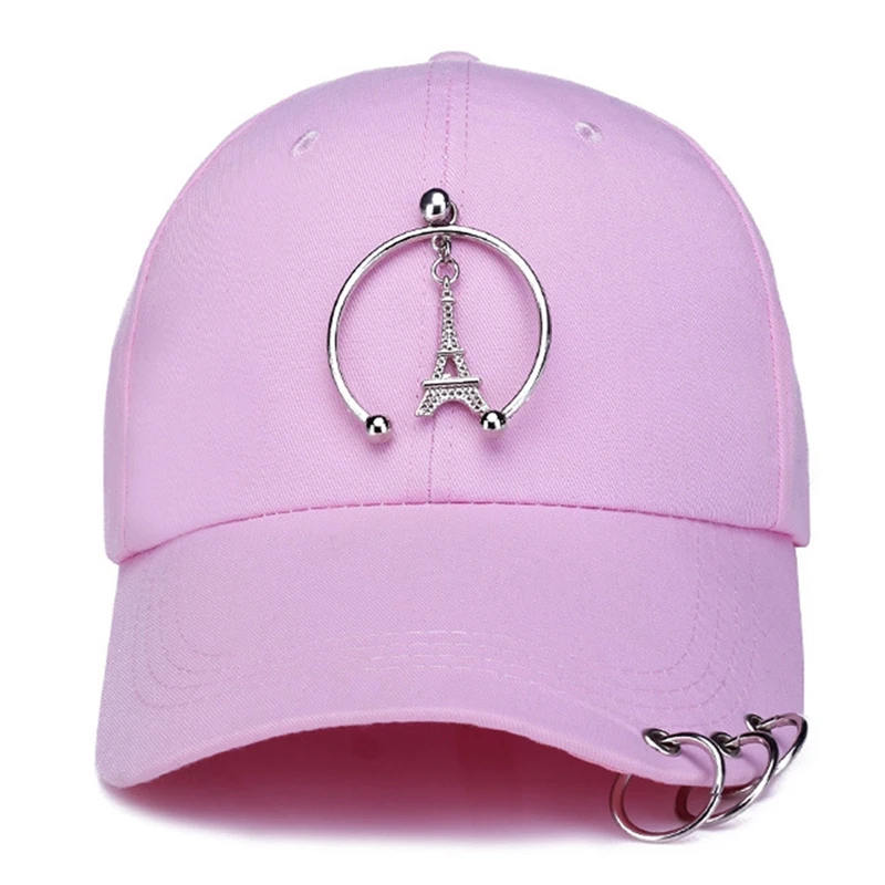 

New Fashion Baseball Cap with Iron Ring Men Women Sunhat Leisure Rivet Sunscreen Fishing Hat Sports Snapback Trucker Cap