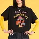 Футболка женская с принтом грибов, милый Повседневный Топ в стиле ольччан, Tumblr, гранж 90-х, мультяшный рисунок, в стиле Харадзюку, на лето