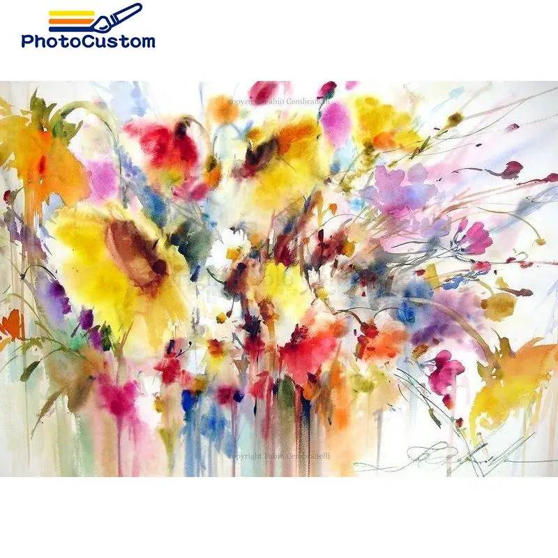 

PhotoCustom Paint By Number Flowers Drawing On Canvas Gift DIY Pictures By Numbers Kits On Canvas Gift Home Decor Drawing