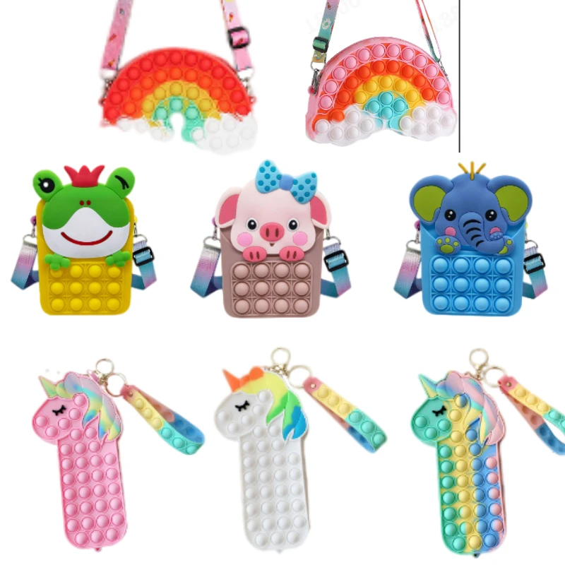 

Fashion Fidget Toys Pops Press Bag Unicorn Bag Rodent Control Pioneer Wallet Bag Coin Purse Diagonal Bag Silicone Bag For Girls