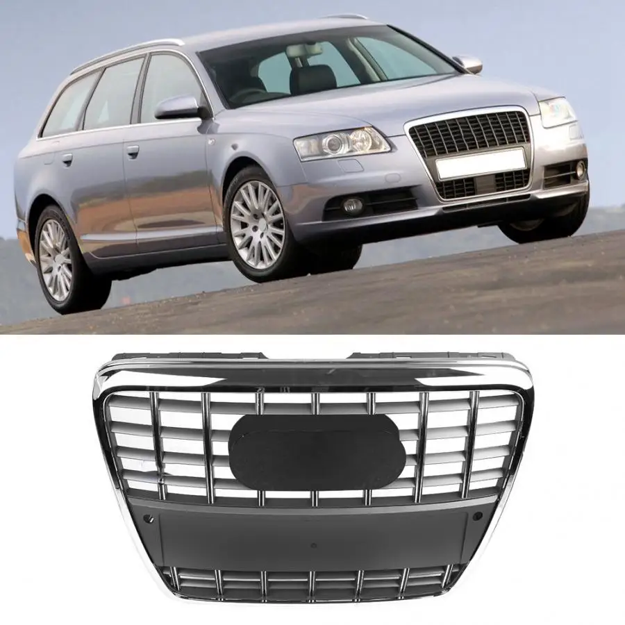 

Car Front Grille For S6 Style Front Bumper Grille Mesh Hood Grill Grille Chrome Gray for A6 C6 S6 4F SFG 05-11 car-styling