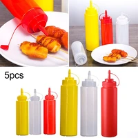 5pcs 24oz sauce vinegar oil ketchup gravy cruet kitchen accessories gravy boat plastic condiment dispenser squeeze bottle