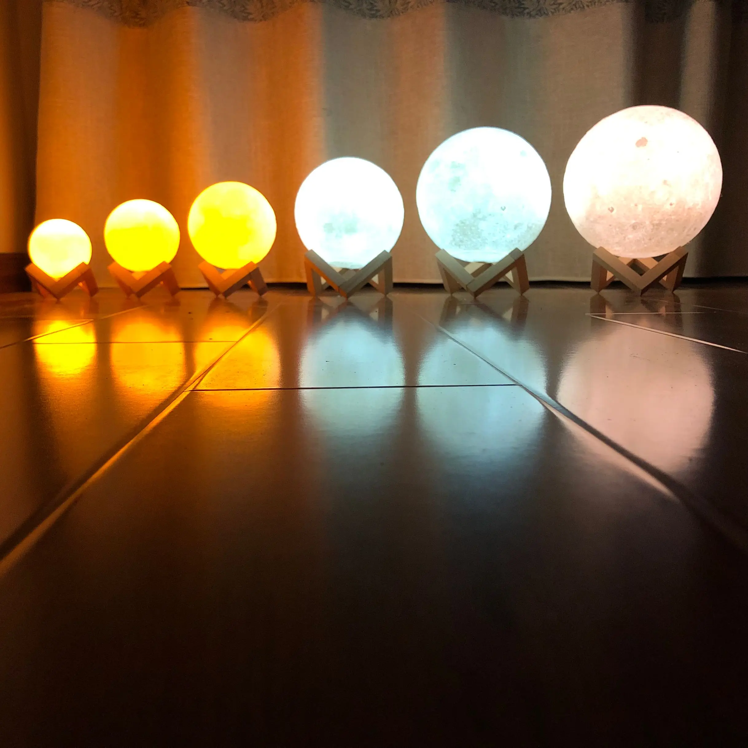 Rambery Moon Lamp 3D Printing Night Light Rechargeable 3 Color Faucet Lights 16 Color Changing Remote Control Lamp LED Moon Sun