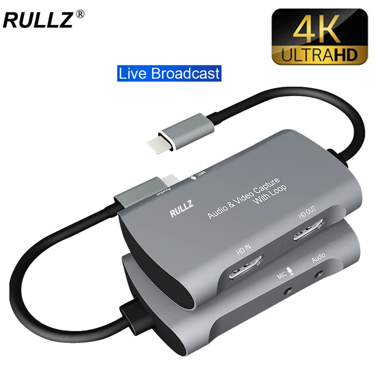 4K TV Loop Mic вход Тип C Карта видеозахвата 1080P USB 2 0 ПК игровая запись коробка для PS4 XBOX HD