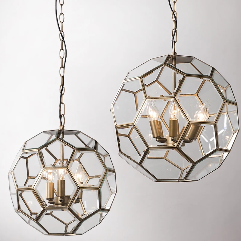 Стеклянный подвесной светильник в виде глобуса вертикальный винтажный