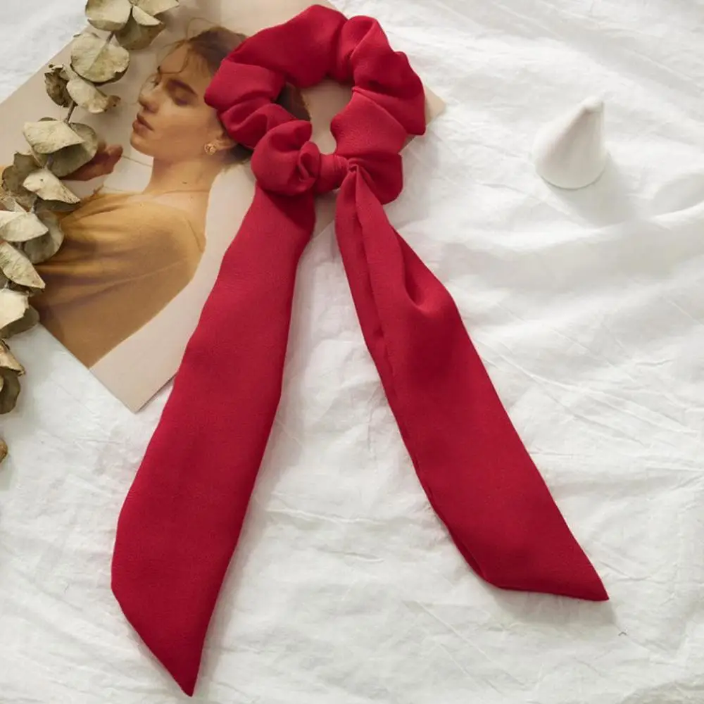 44 Модный летний шарф «конский хвост», эластичная резинка для волос для женщин, одноцветные галстуки-бабочки для волос, резинки для волос, банты, ленты, повязки для волос, аксессуары - Color: 44
