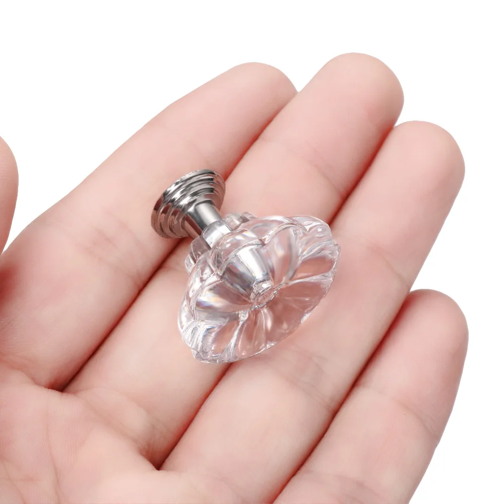 4 шт. модные ручки в форме лотоса Хрустальные стеклянные шкаф дверные для шкафа