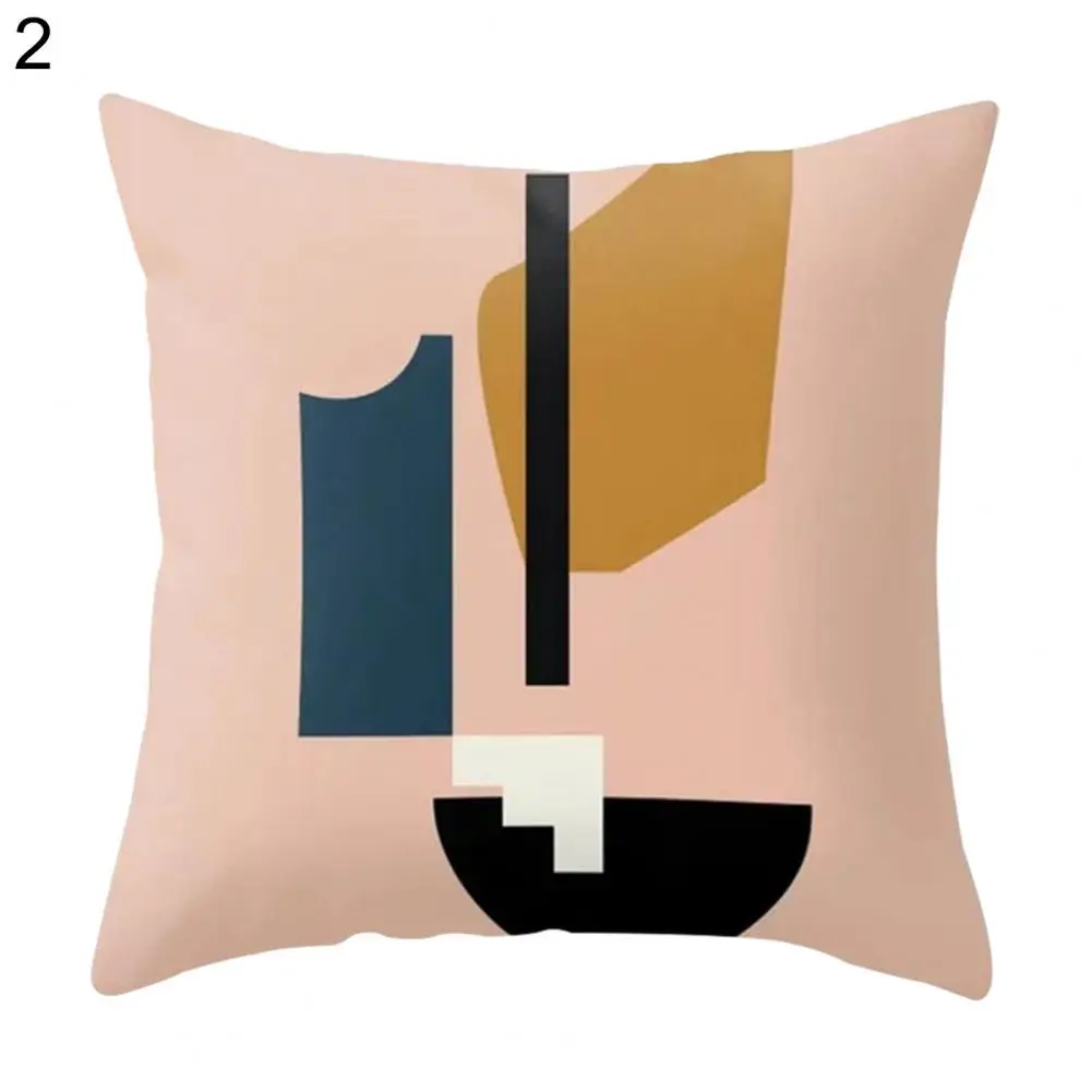 

Throw Pillow Cover Comfortable Reusable Polyester Geometric Nordic Style Peachskin Pillowcase for Chair