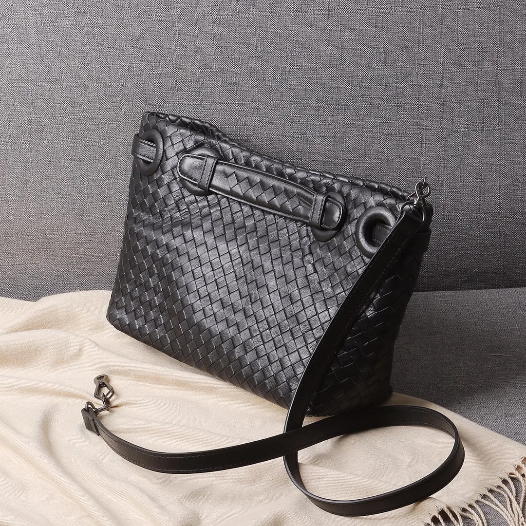 

free shipping fashion hand-made knitting genuine leather sheepskin women one shoulder bag crossbody bag 5 color 28cm 34cm