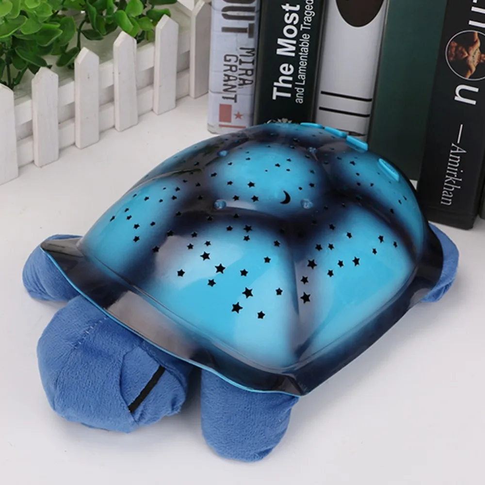 Night Lamp USB Powered Plush Bedroom Nightlight Coquimbo Sleeping Turtle Nursery Night Light With Baby Music Projector Star