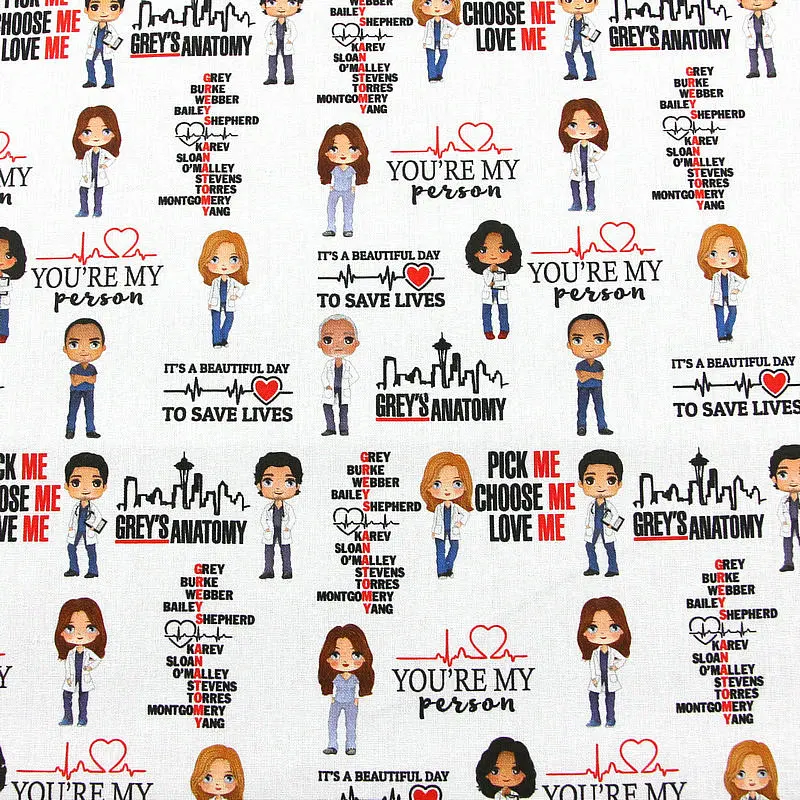 

Health care Cartoon Print 100% cotton fabric tissue for sewing home dress mask DIY patchwork home textile for Needlework cloth