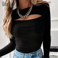 qnvigo sexy hole bottoming shirt european american ins autumn winter women long sleeved solid color stretch comfort top 2020 new