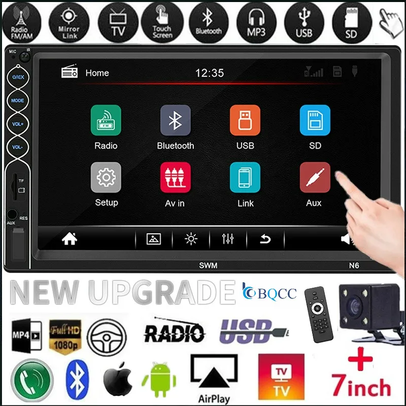 Автомобильный Bluetooth радиоприемник с сенсорным экраном 7 дюймов mp5 плеер FM радио