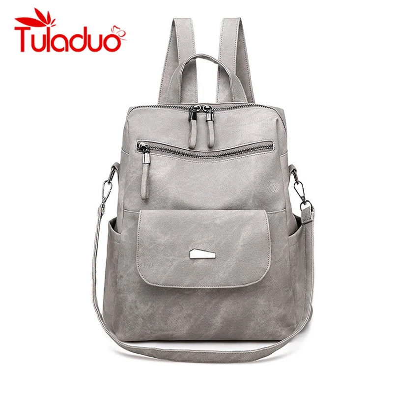 Известный бренд рюкзак женские рюкзаки двойная молния Твердые винтажные девушки