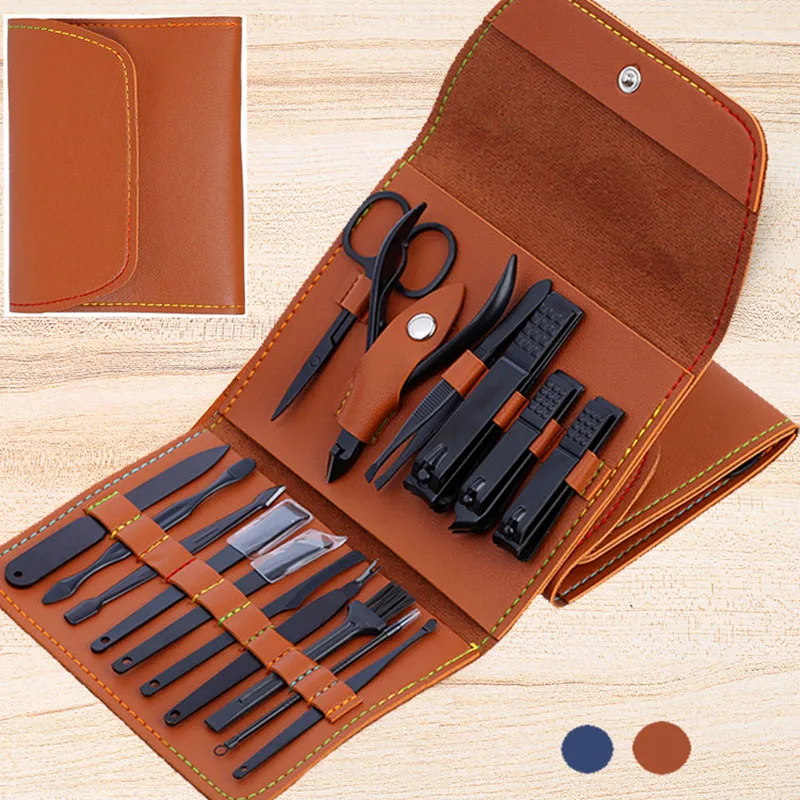 

12/16pcs 6colors Manicure Cutters hawk Nail Clipper Set bag Household Ear Spoon Nail Clippers Pedicure Nail Scissors Tool