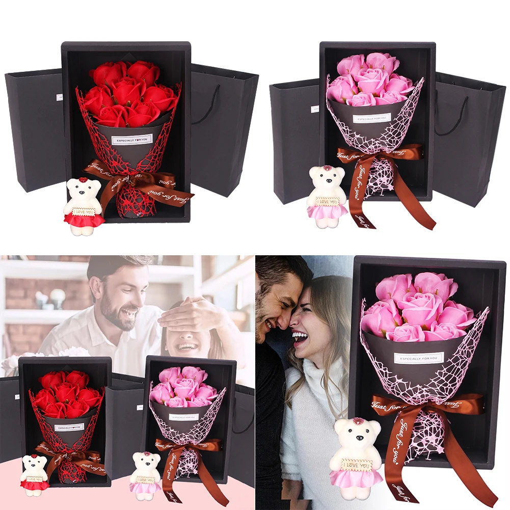 Имитация 7 цветов розы мыло подарок День Святого Валентина романтический цветок