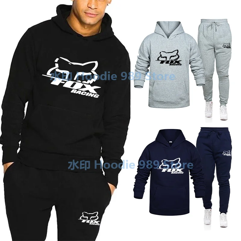 

Мужской спортивный костюм с капюшоном и брюки, повседневный комплект из 2-х предметов, толстовка с капюшоном и штаны с принтом, зима 2021