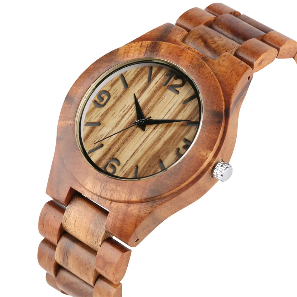 

REDFIRE Brown Wooden Men Watches Simple Round Dial Mens Wood Watch Folding Clasp Hot Fashion Natural Wooden Quartz Timepiece