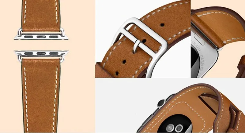 Ремешок из натуральной кожи, двойной браслет, ремешок для часов для Apple Watch, 44 мм, 40 мм, 38 мм, 42 мм, iwatch, серия 5, 4, 3, 2, замена