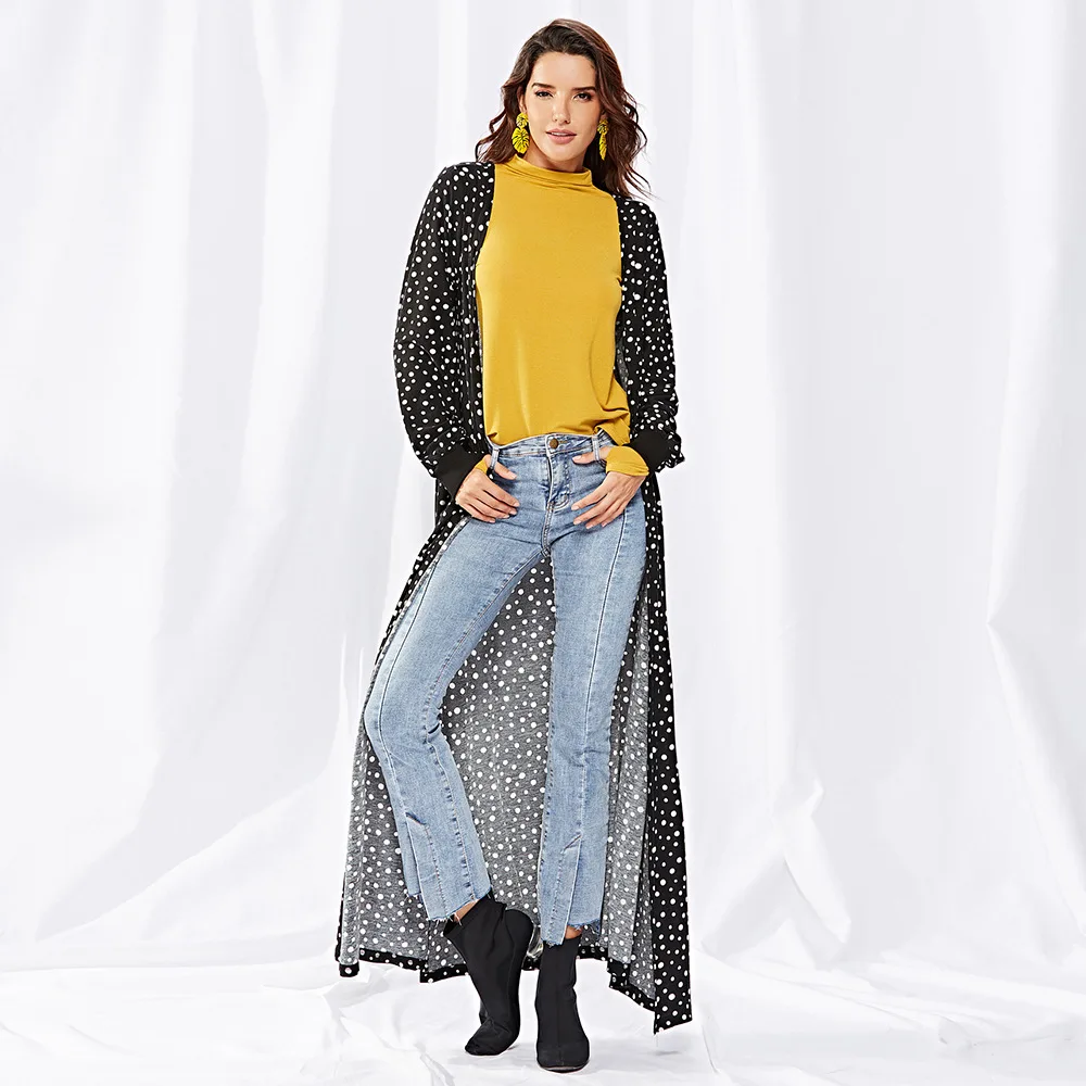 New women's autumn cardigan long knit sweater women Long Half-open-neck Pointstripe Printed Knitted free shipping |