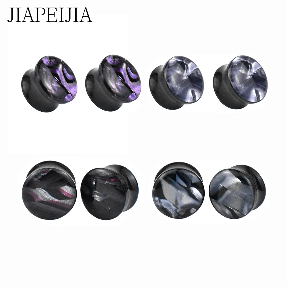 

Mixed Colorful Pattern Ear Gauges Plugs Stretching Tunnels Black Acrylic Double Flared Expander Ear Piercing Jewelry 8-30mm