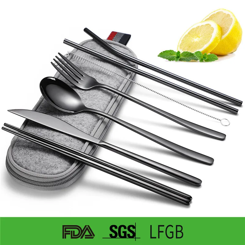 

Столовые приборы из нержавеющей стали, полированные высококачественные столовые приборы 7 шт./компл. вилка, ложка, набор ножей, столовая пос...