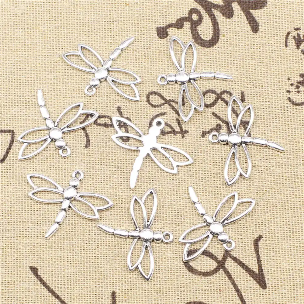 

Dragonfly Charms Supplies For Jewelry Making Kit Antique Silver Color 20pcs 27x33mm