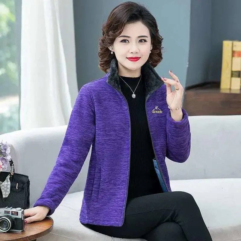 Осень-зима новая флисовая женская куртка среднего возраста с длинными рукавами