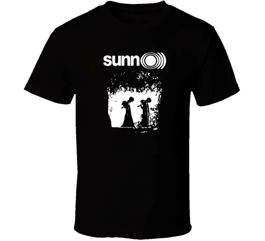 Sunn O) Doom Black Metal Band Мужская рубашка черная белая футболка Бесплатная доставка