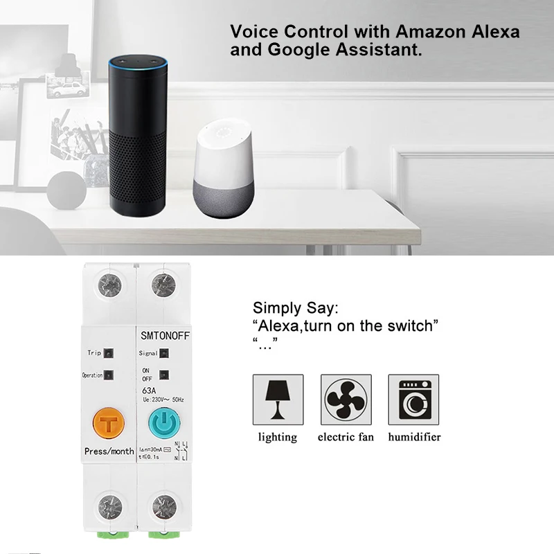 EWelink Single Phase Din Rail WIFI Smart Energy Meter Leakage  Protection Remote Read  KWh Meter Wattmeter Voice Control Alexa