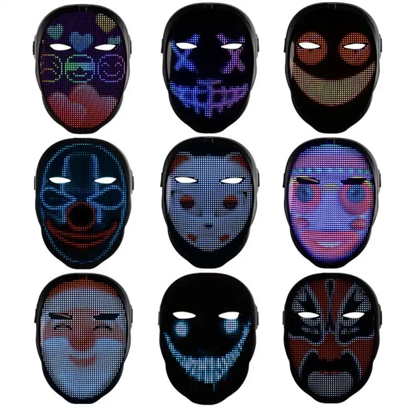 

Blue Tooth APP Control Smart Carnival Led Face Masks Display Led Light Up Mask Programmable Change Face DIY Your Own Photoes