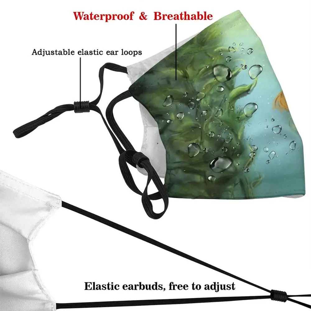 Fathoms Below Reusable Mouth Mask Washable Filter Anti Dust Face Masks Mermaid Water Seaweed Ocean Magic Mythical Creature | Аксессуары