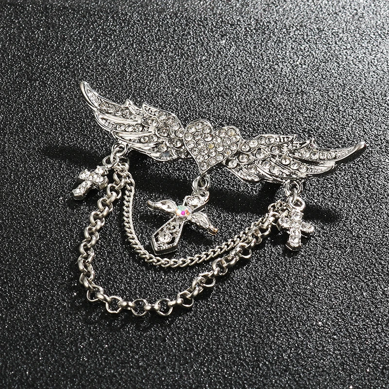 Модная новинка Золотая брошь с ангелом в виде крыла любви Длинная цепочка