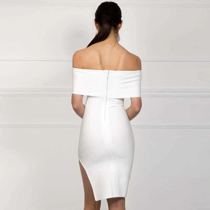 Gosexy Новое Женское платье с открытыми плечами, Бандажное платье с разрезом, модное для женщин, вечерние Клубные платья с разрезом в виде хвоста