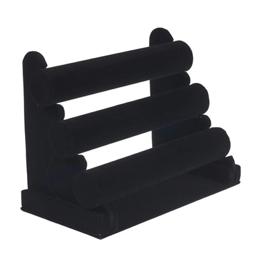 1Pc Black 3-Tier Velvet Bracelet Chain Watch T bar Rack Jewelry Hard Display Stand Holder Organizer | Дом и сад