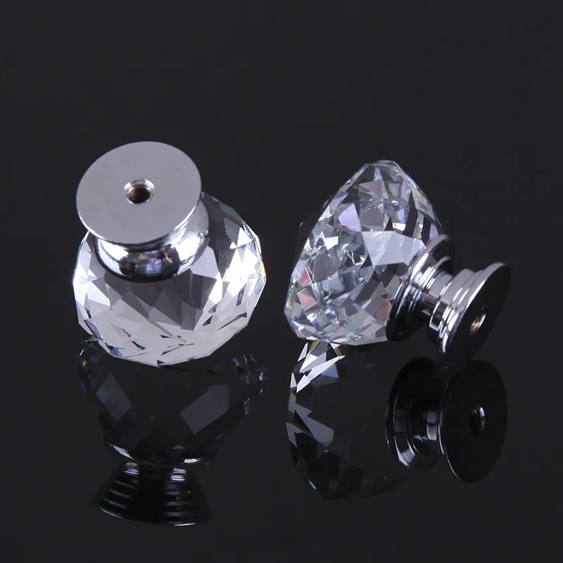 

20psc 30mm Crystal Style Handle Diamond Single Hole Handle Drawer Wardrobe Furniture Handle Hardware Knob