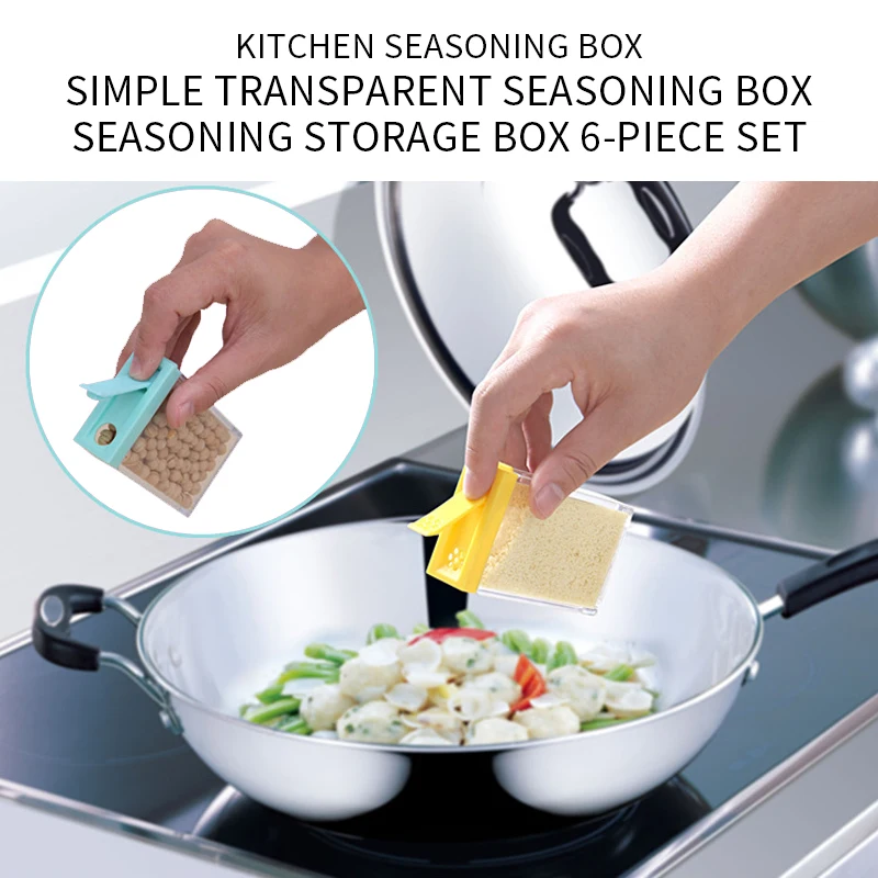 6 шт./компл. баночка для специй коробка приправ с поддоном прозрачная кухонная