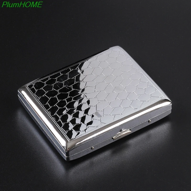 Серебристый Портативный металлический чехол для сигарет раскладной 20