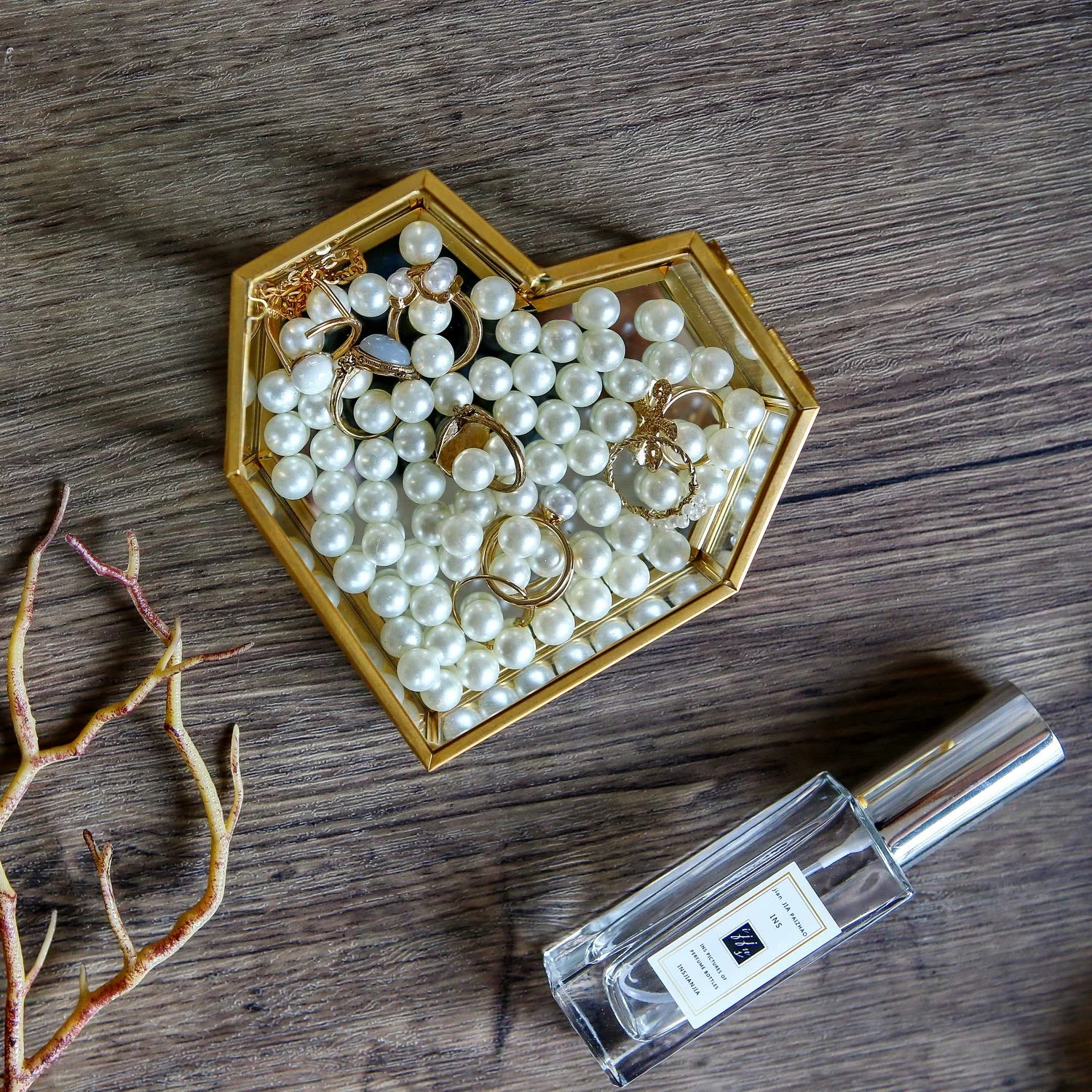 Любящее сердце формы геометрические Стекло шкатулка для драгоценностей кольцо